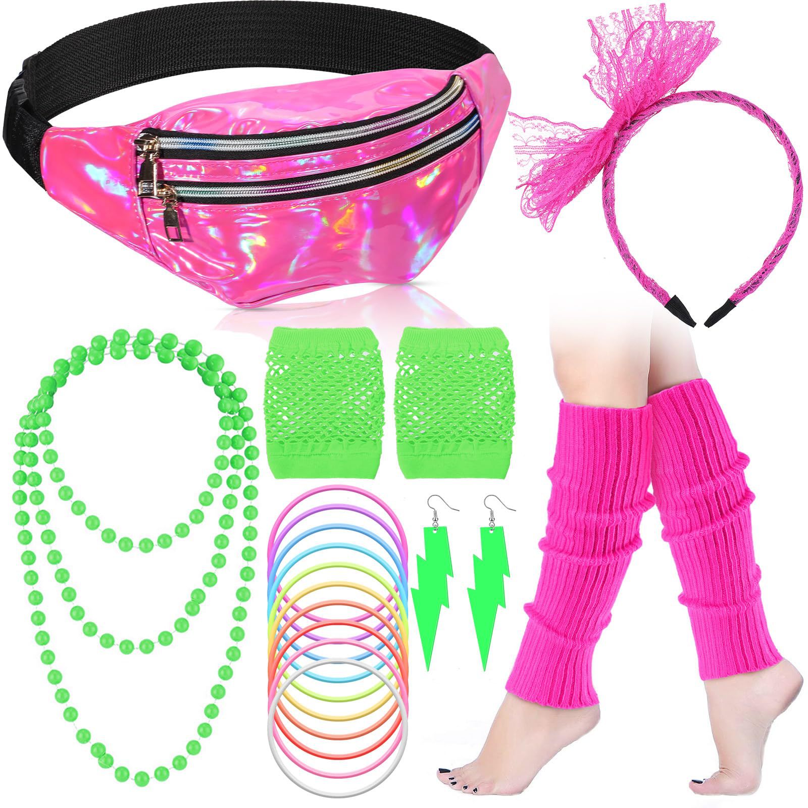 Women'S Accessories In The 80S - 80 年代コスチュームアクセサリー女性レッグウォーマーレースヘッドバンドイヤリング手袋ネックレスブレスレットハロウィンコスプレスーツ