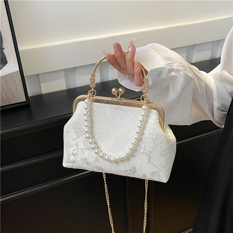 Women'S Accessories Purse - ヴィンテージクラシックレースバッグパールイブニングバッグウェディングシェルロックバッグ女性ショルダークロスボディバッグチェーン女性のハンドバッグ財布