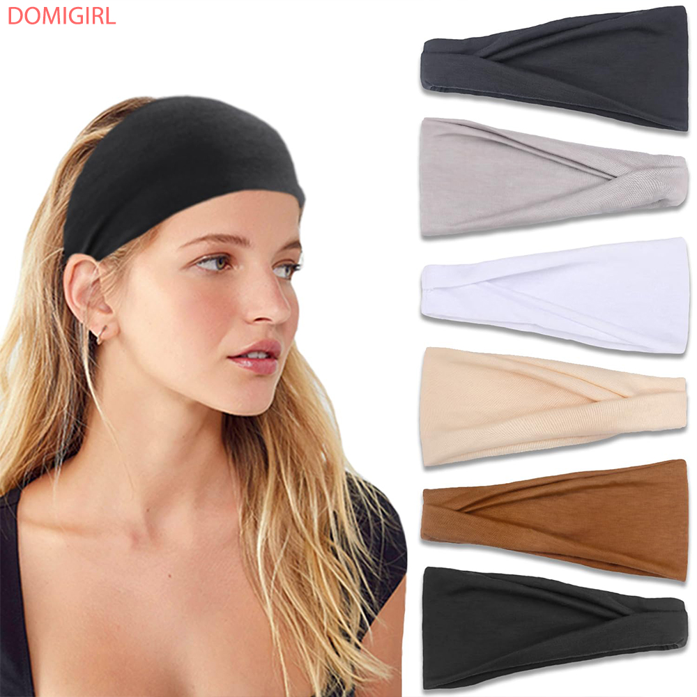Women'S Exercise Accessories - 新しいソリッドカラーの弾性ヘアバンドヨガエクササイズ吸汗ヘッドバンド綿ヘアフープ女性男性スポーツヘアアクセサリー