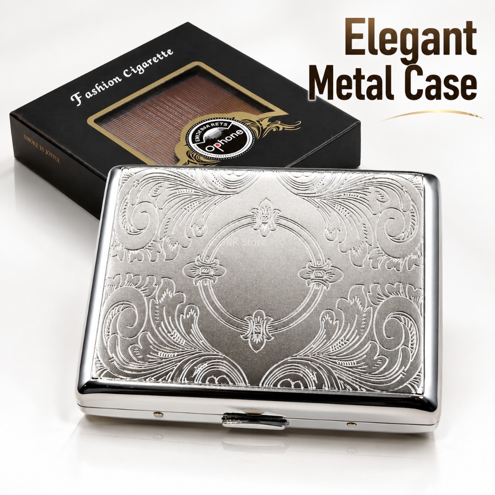Women Accessories Box - ステンレス製タバコケース エンボス加工 ポータブルメタルケース 収納ホルダー 喫煙アクセサリー 男女兼用