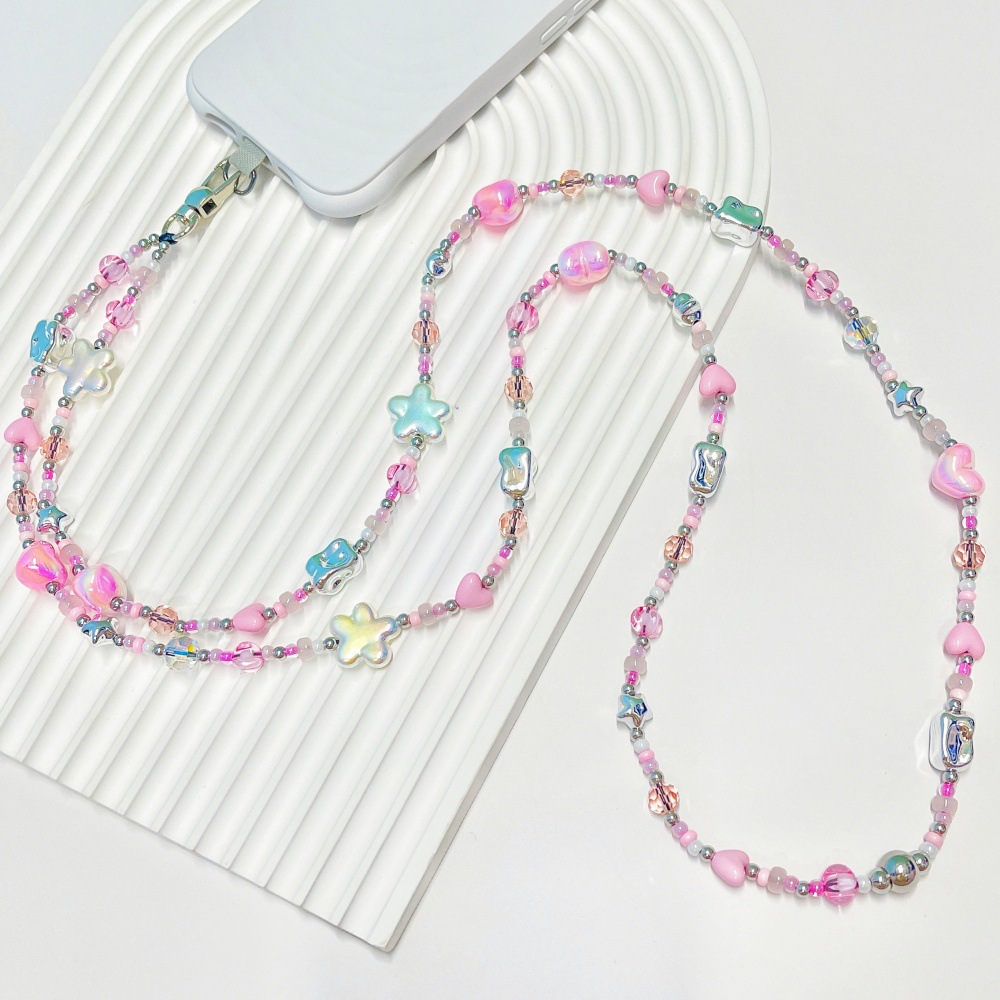 Women'S Y2K Accessories - HERLOOK パステル Y2K ハートスター ビーズ付き携帯電話チャーム ランヤード
