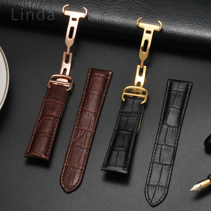 Women'S Accessories Cartier - 男性と女性のための本革の時計バンド,抗アレルギー,防汗,柔軟なアクセサリー,タンク内,ロンゴールデンンキー,16mm, 18mm, 20mm, 22mm