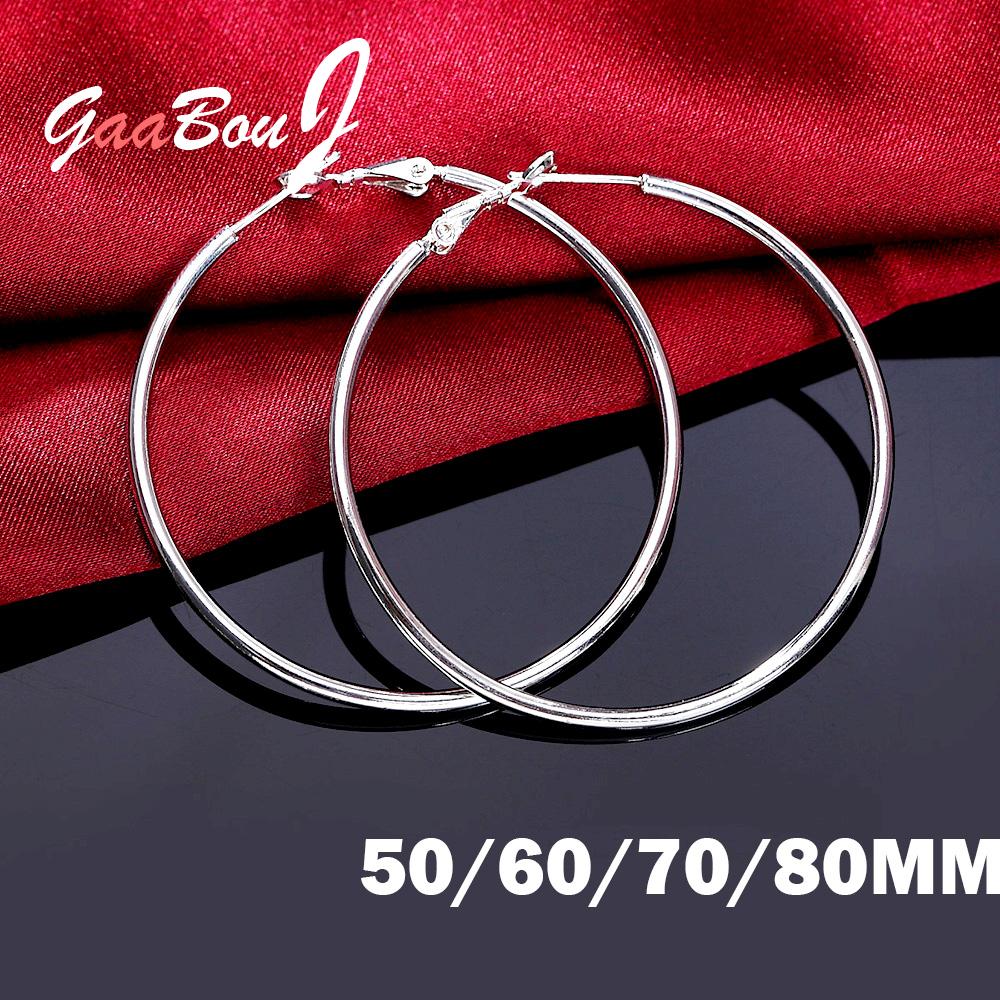 Statement Earrings Oversized - 925 スターリングシルバービッグサークルラウンドフープイヤリング女性のための 2022 トレンド誇張リングイヤリングジュエリークリスマス GaaBou