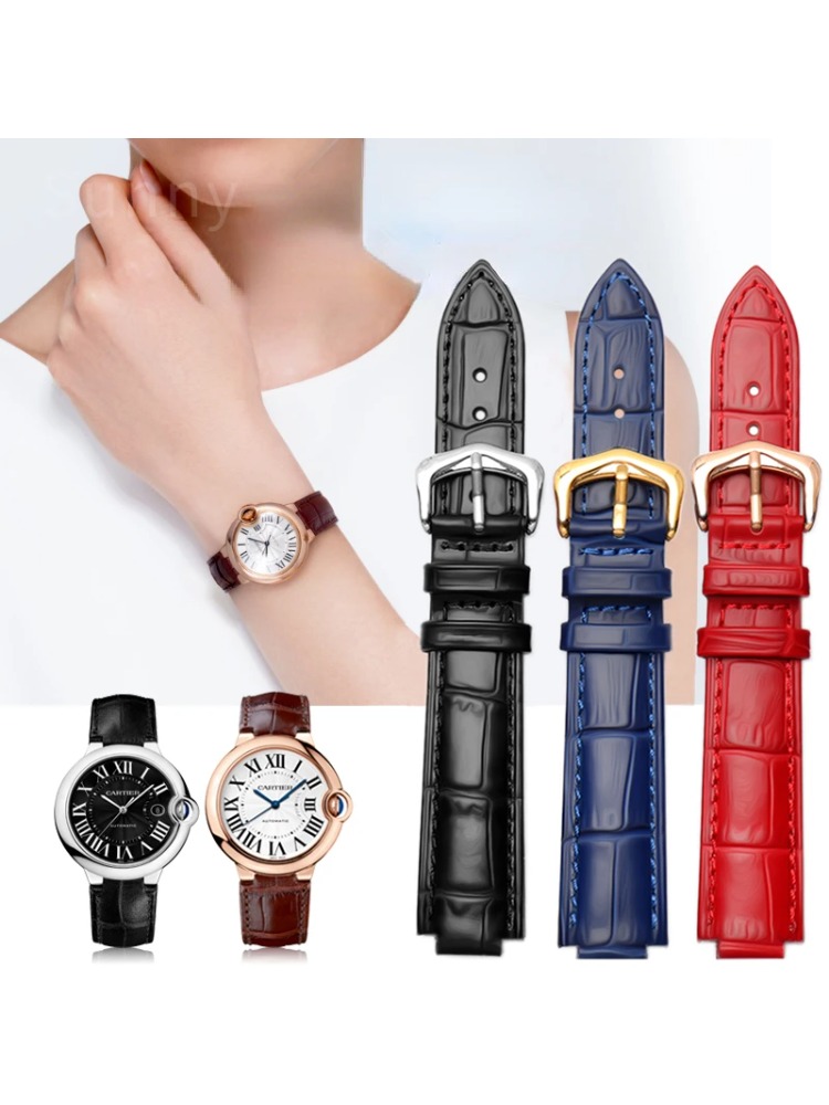 Women'S Accessories Cartier - 本革時計ストラップタンクカルティエブルーバルーン男性と女性の時計バンド 16 18 20 22 ミリメートルアクセサリー