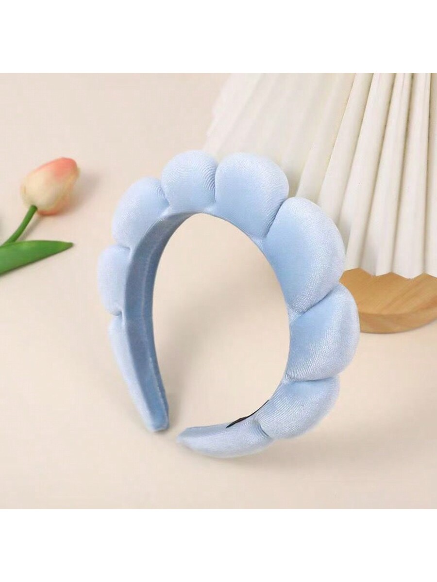 Women'S Exercise Accessories - 1個入り雲形ベルベットマシュマロ編み込みヘッドバンド、洗顔、入浴、メイクアップ、スパ、エクササイズ用の幅広ヘアアクセサリー