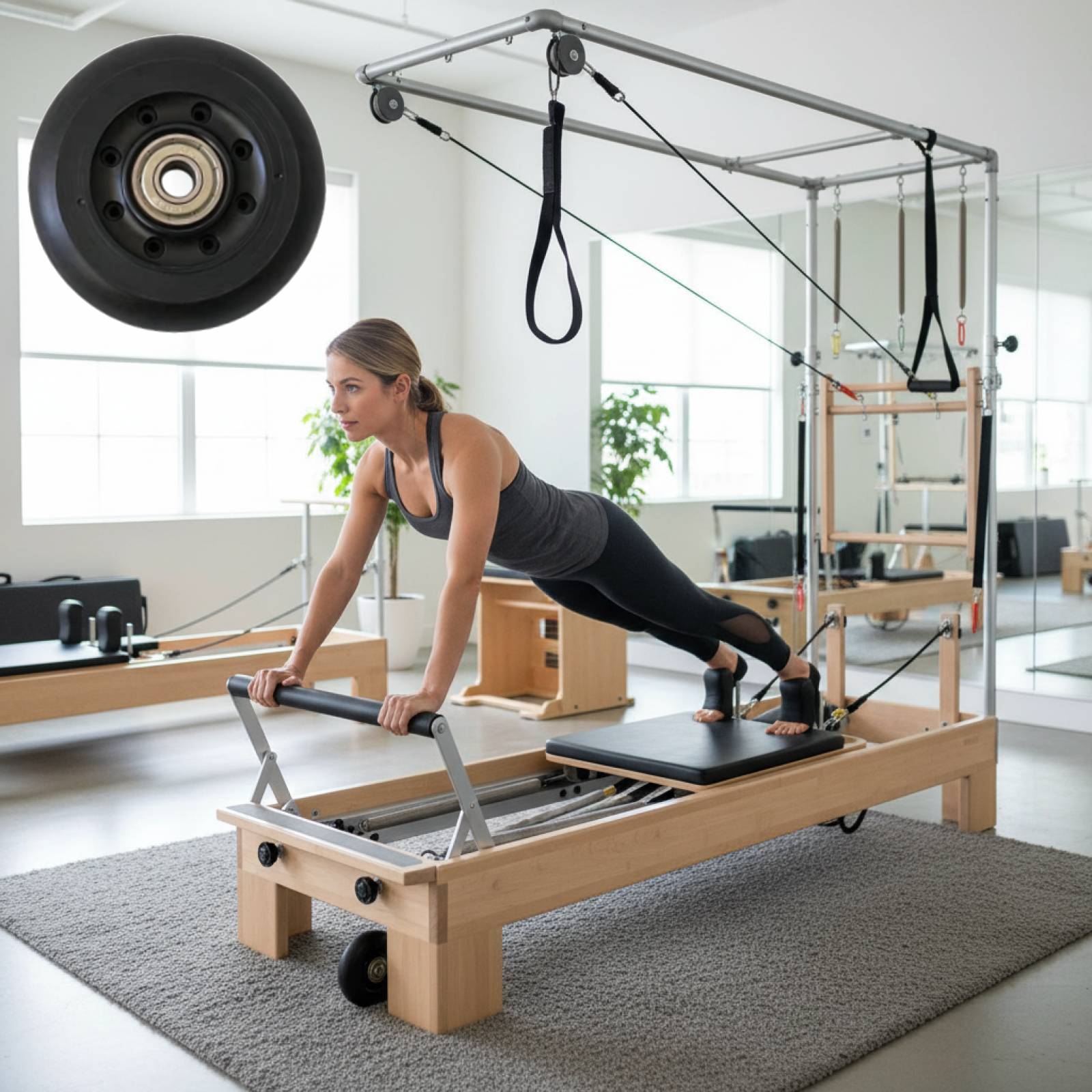 Women'S Exercise Accessories - ピラティス リフォーマー ホイール ブラック 女性用 メンテナンス