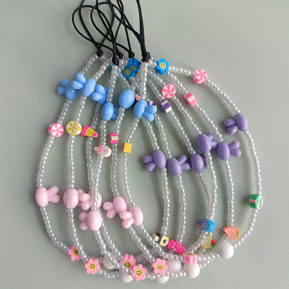Women'S Y2K Accessories - Hlook-ウサギの電話ストラップ,女性用,携帯電話ストラップ,y2kアクセサリー,電話,kpopジュエリー