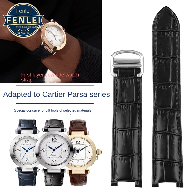 Women'S Accessories Cartier - カルティエパシャ時計ストラップノッチ本革男性女性牛革時計バンド 21 × 15 メートル 20