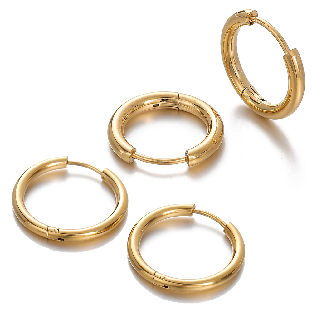 Women'S Y2K Accessories - 2 個 8/10/12/14/16/18 ミリメートルステンレス鋼フープイヤリング女性男性ゴールドカラー小さなラウンドイヤリングガールジュエリー作成アクセサリー