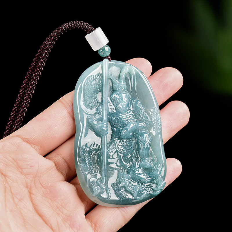 Woman Accessory - ビルマ翡翠猿王ペンダントネックレスヴィンテージ高級ギフト女性用ファッションアクセサリービルマ翡翠彫刻お守り