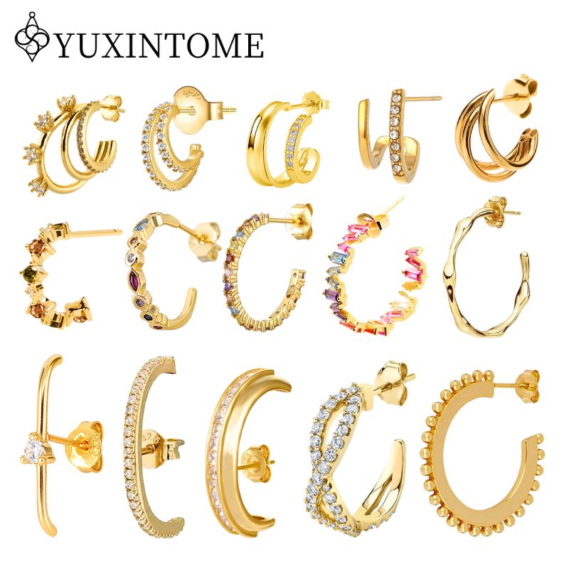 女性 925 スターリングシルバー耳針ビッグ C フープスタ - Statement Earrings Oversized のレビューと価格
