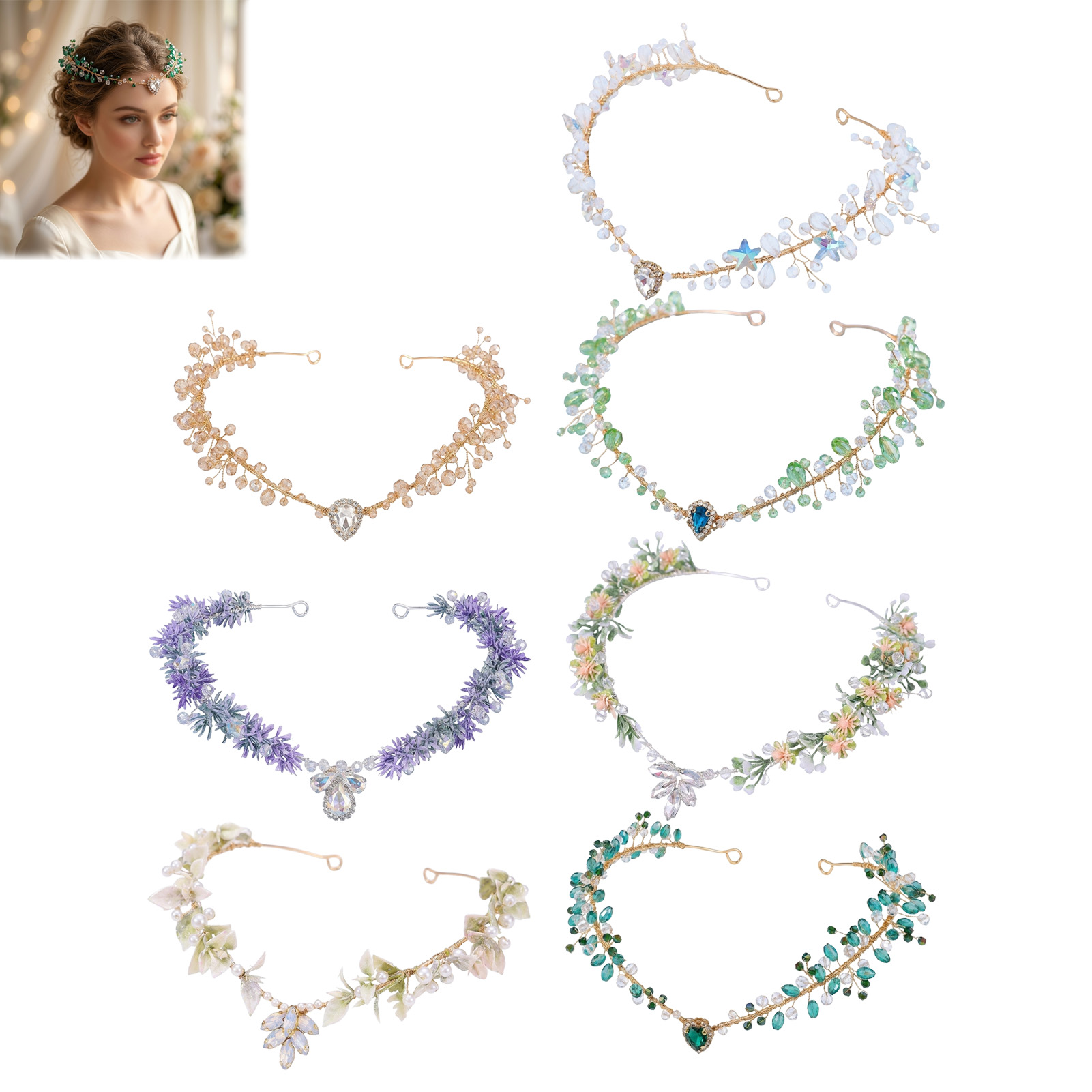 ブライダルヘアバンド 三角形クリスタルヘッドピース 額飾り  - Women Accessories For Wedding のレビューと価格