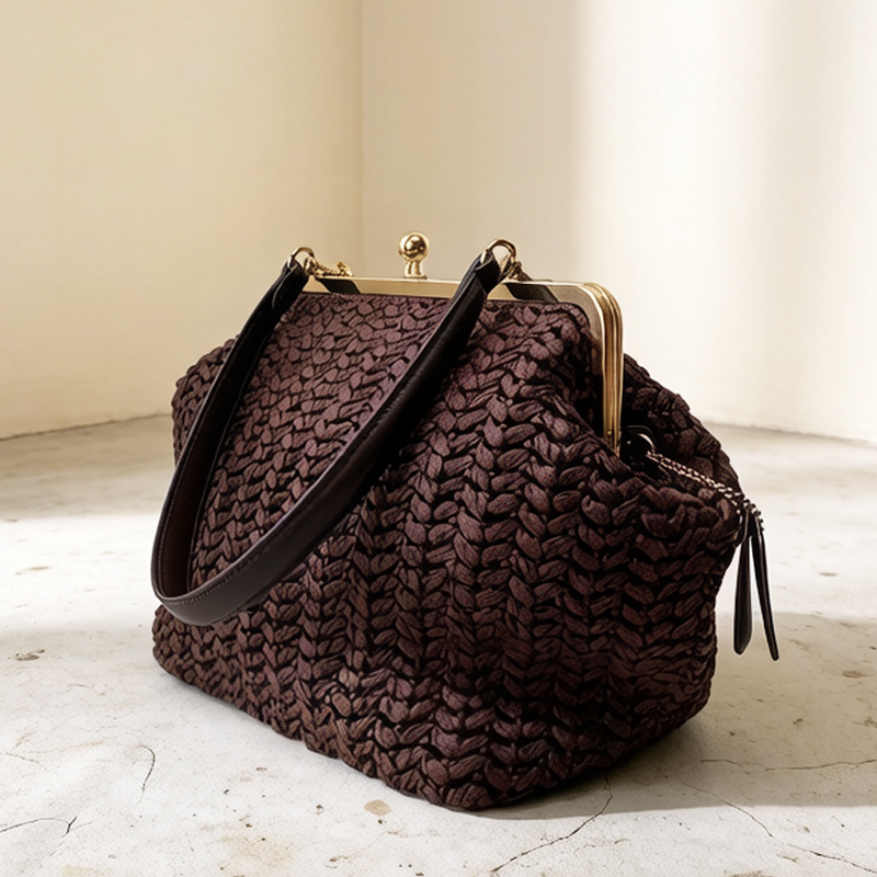 手織りキスロックフレームショルダーラフィアビーチバッグ女性用 - Women'S Accessories Purse のレビューと価格