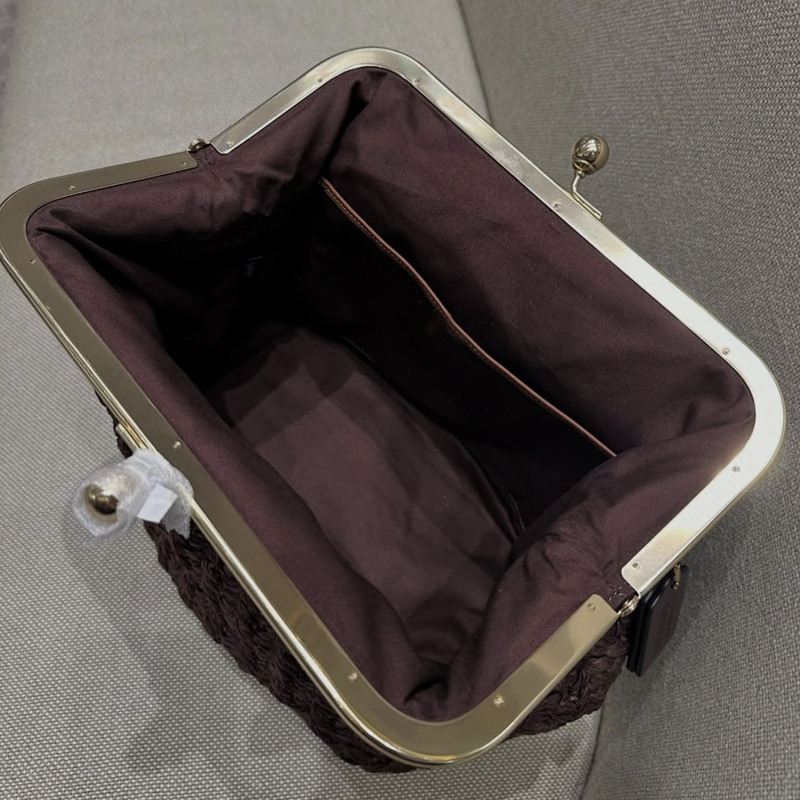 手織りキスロックフレームショルダーラフィアビーチバッグ女性用 - Women'S Accessories Purse のレビューと価格