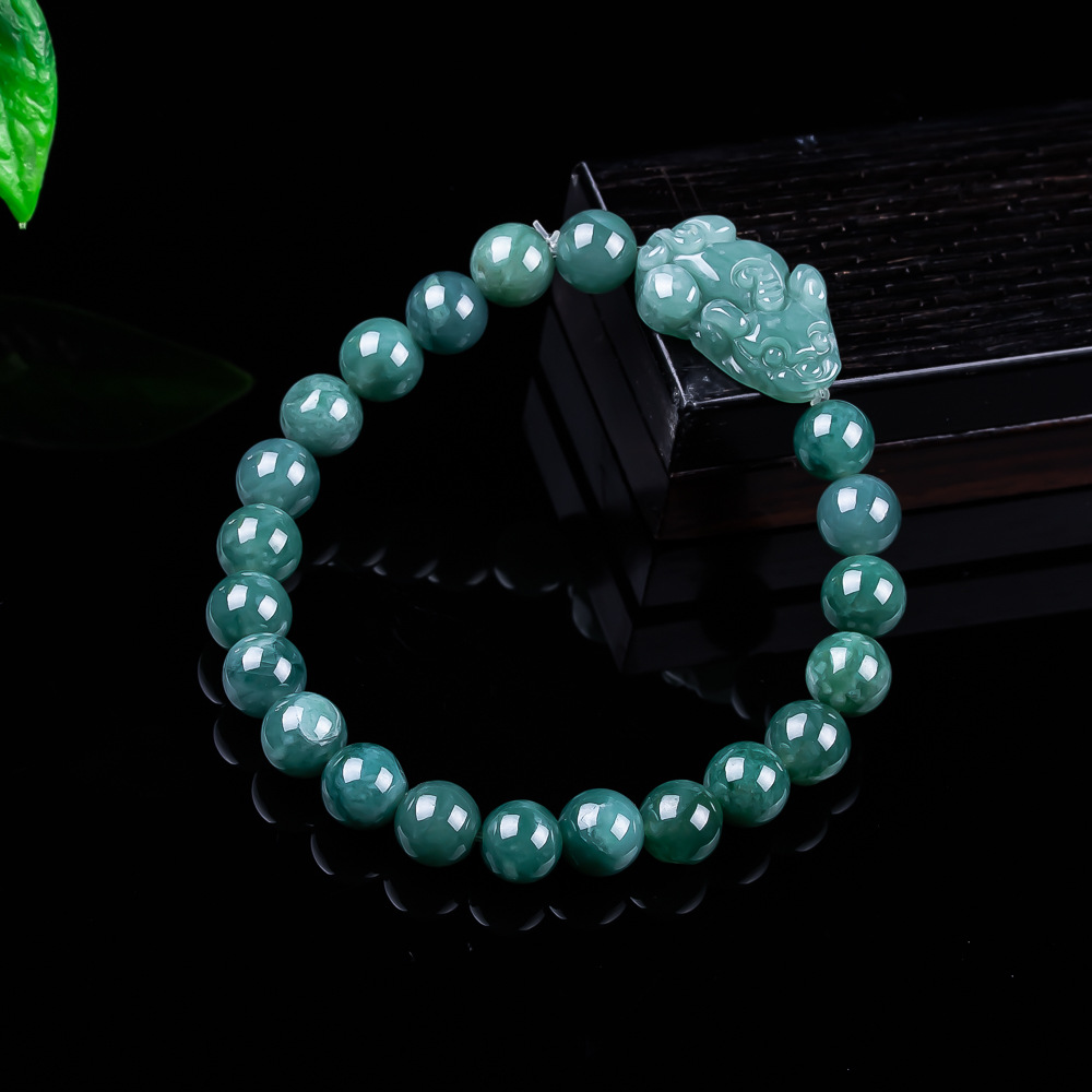 天然ビルマ翡翠貔貅ブレスレットヴィンテージお守りチャームギフ - Women'S Accessories And Jewelry のレビューと価格