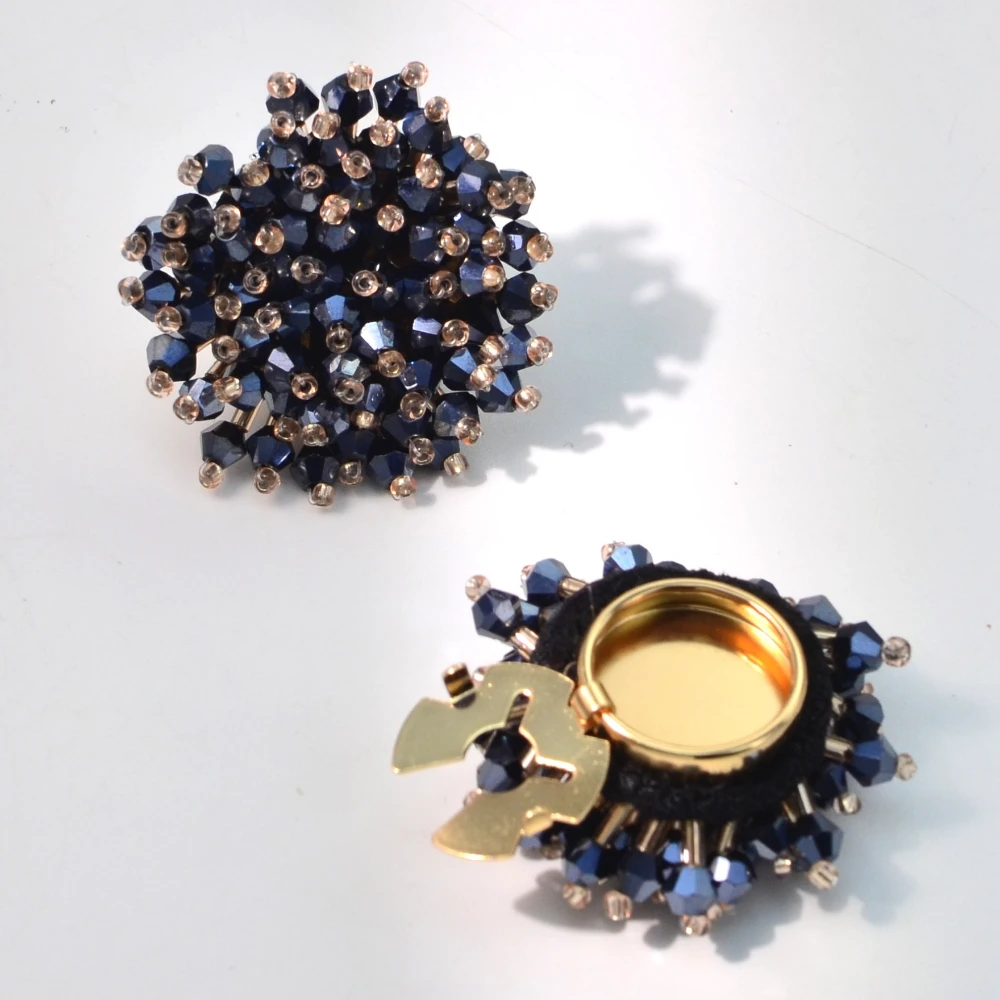 2 個エレガントなボタンカバー手作りビーズクリスタルカフス女 - Women'S Accessories And Jewelry のレビューと価格