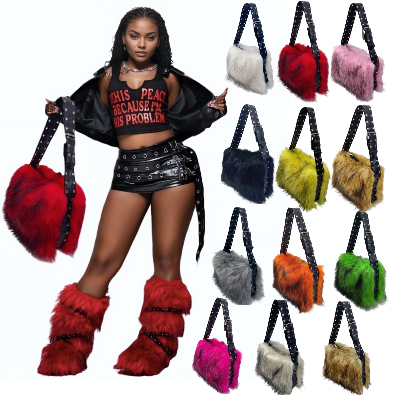 Y2K フェイクファー レディースバッグ ショルダーバッグ  - Women'S Y2K Accessories のレビューと価格