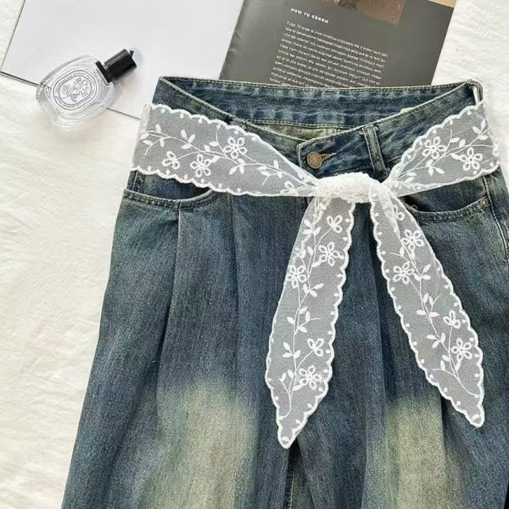 甘い白いレースベルト女性用ジーンズスカートリボンスカーフタイ - Woman Accessory のレビューと価格
