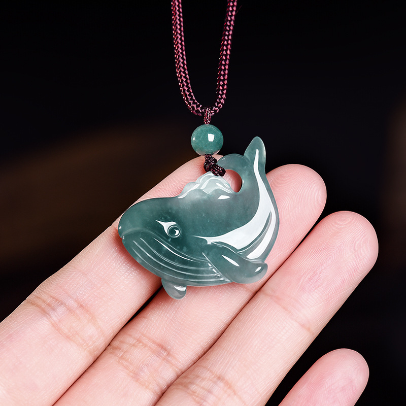 天然ビルマ翡翠クジラペンダントネックレスアクセサリー本物の翡 - Women'S Accessories And Jewelry のレビューと価格