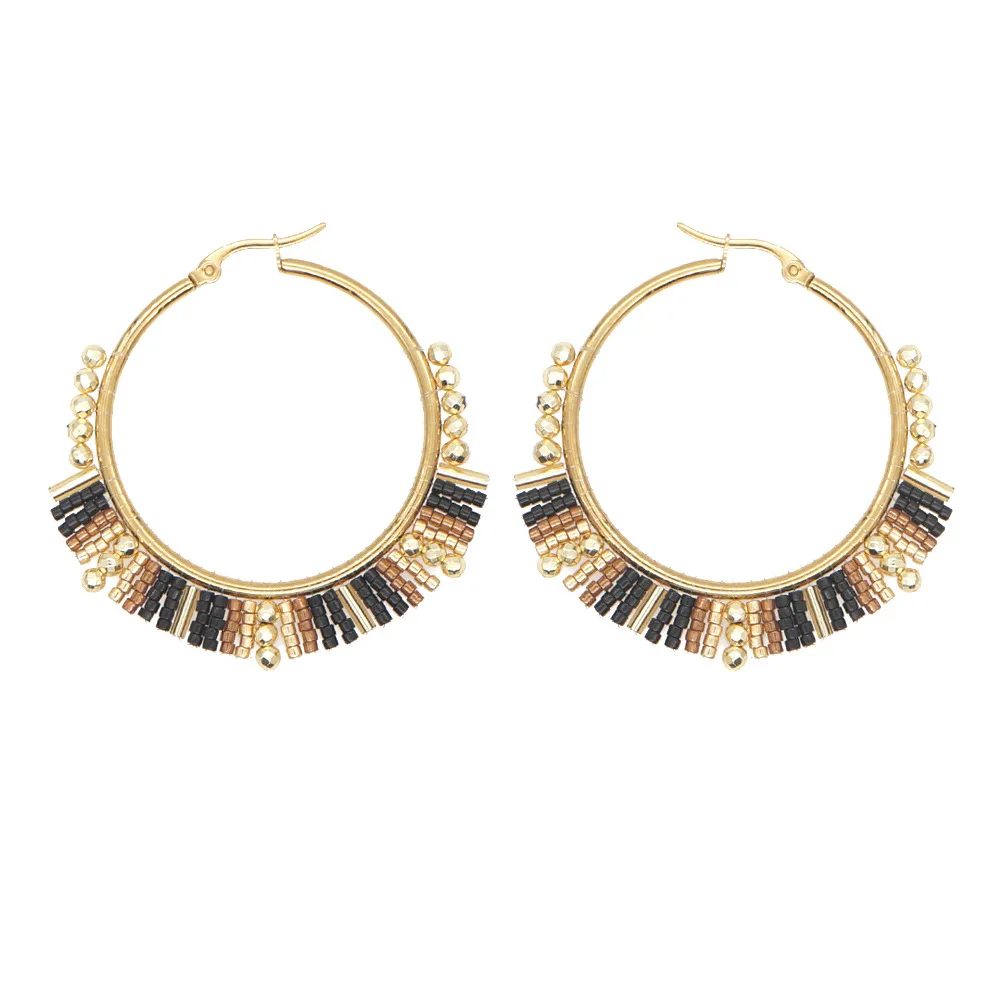 大きな円の形をしたイヤリング,手編みのボヘミアンスタイル - Statement Earrings Oversized のレビューと価格