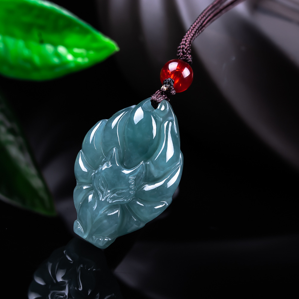 天然ビルマ翡翠フォックスペンダントネックレスヴィンテージアク - Women'S Accessories And Jewelry のレビューと価格