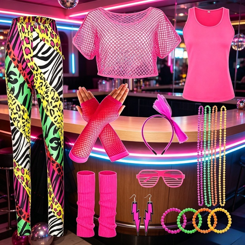 14歳以上の女の子向けディスコレトロ80年代光沢スポーツスー - Women'S Accessories In The 80S のレビューと価格