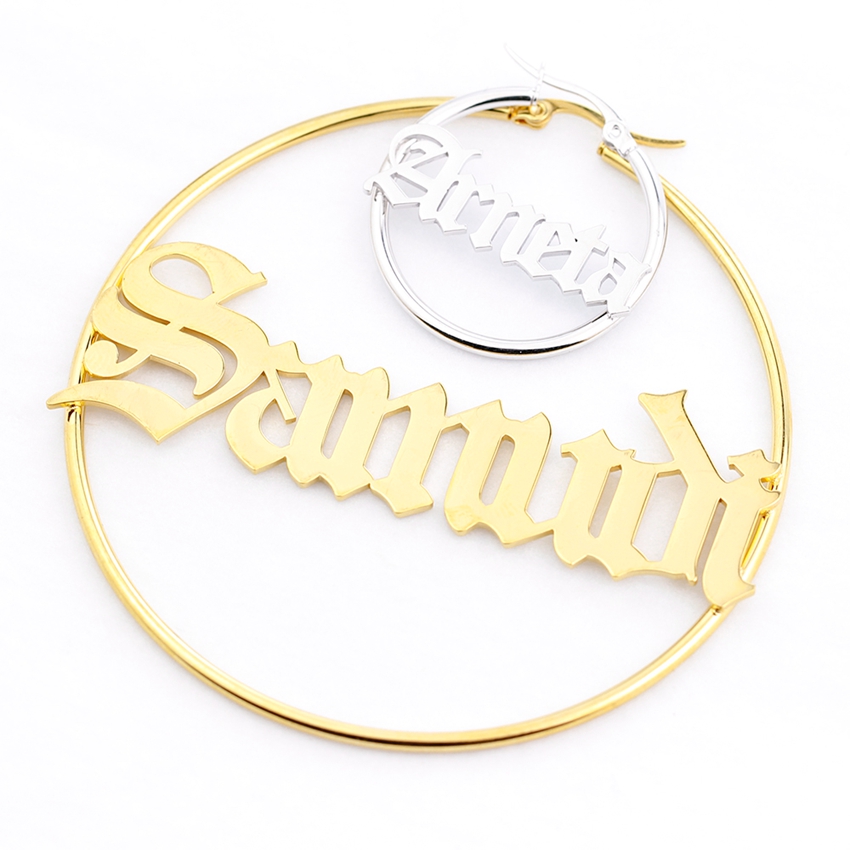 女性のためのパーソナライズされたイヤリング,任意の名前のジュ - Statement Earrings Oversized のレビューと価格