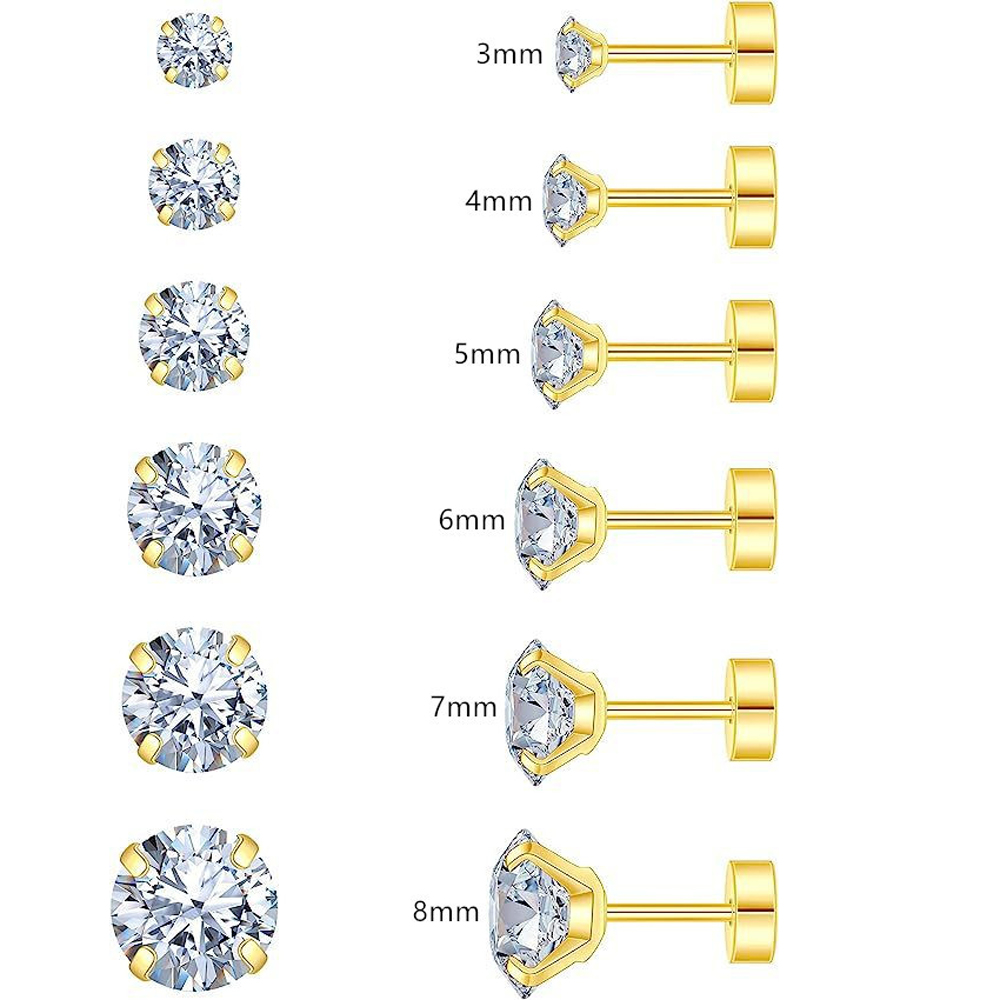 1 または 6 個 18 K ゴールドメッキサージカルステン - Statement Earrings Oversized のレビューと価格