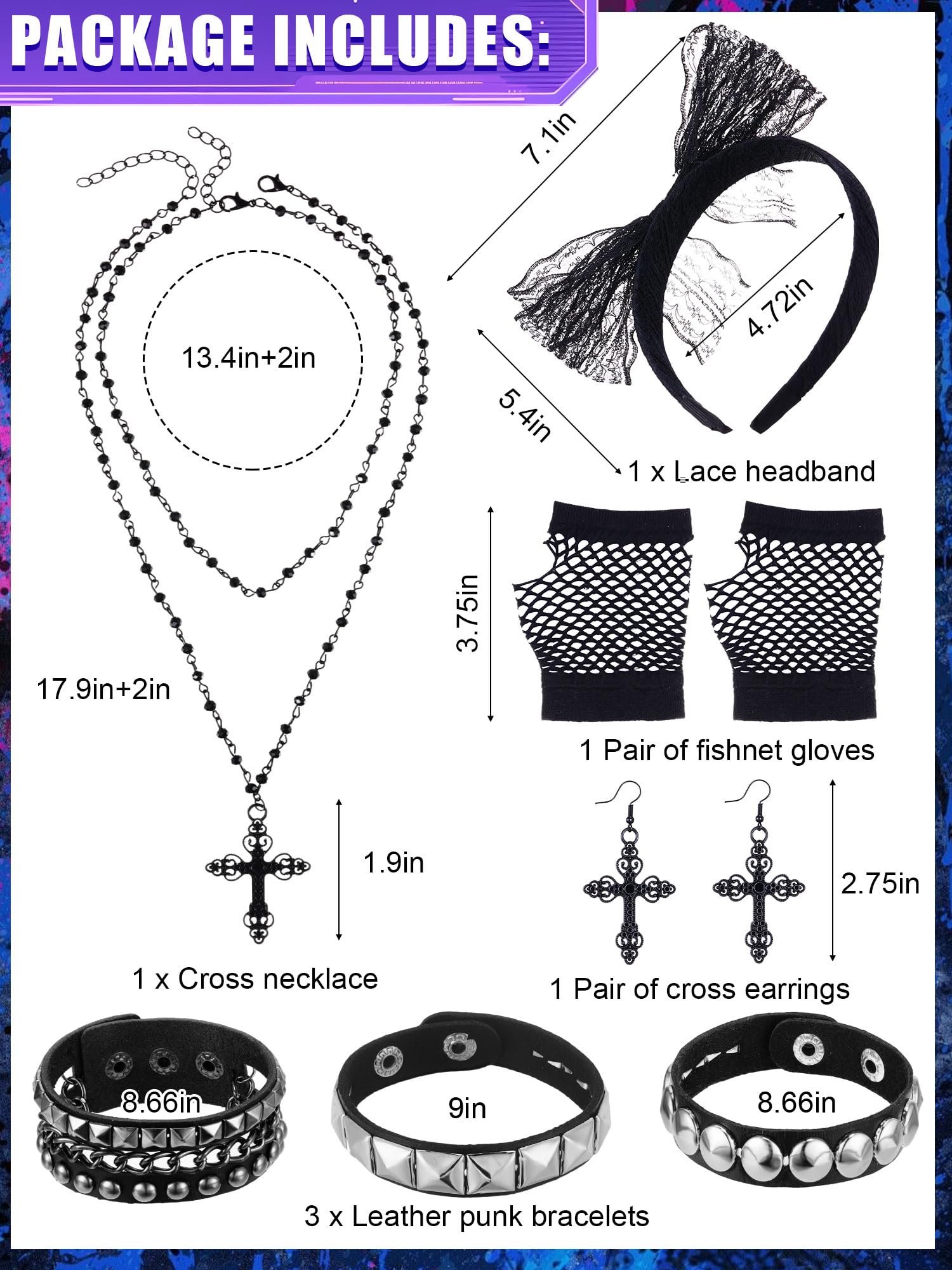 8点セット 80年代風女性用衣装 80年代風コスチュームアク - Women'S Accessories In The 80S のレビューと価格