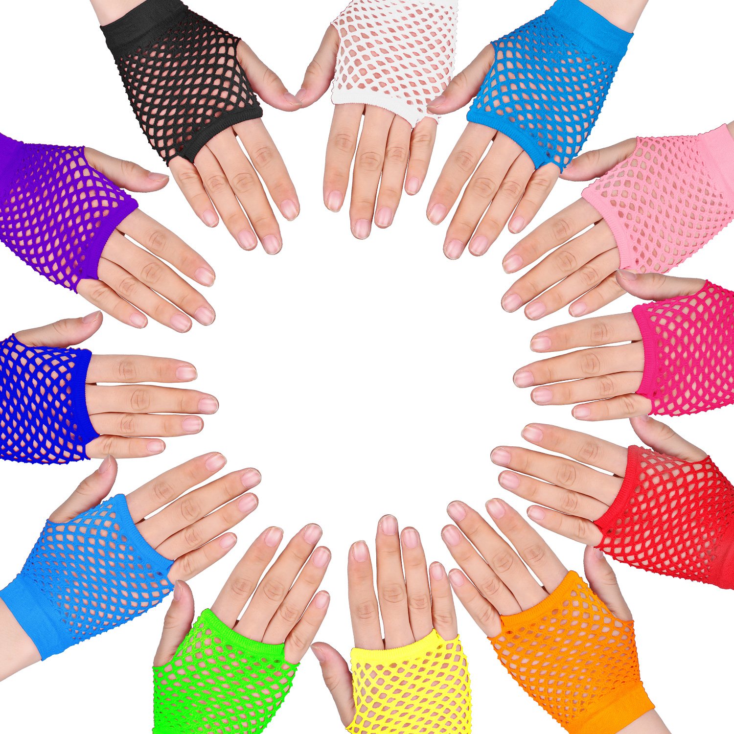 24組入りフィンガーレスフィッシュネットネオングローブ（女性 - Women'S Accessories In The 80S のレビューと価格