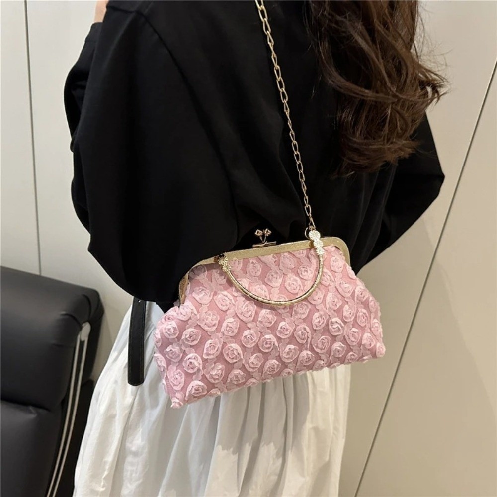高級クリップショルダーバッグ 3Dフラワーシェル型クロスボデ - Women'S Accessories Purse のレビューと価格