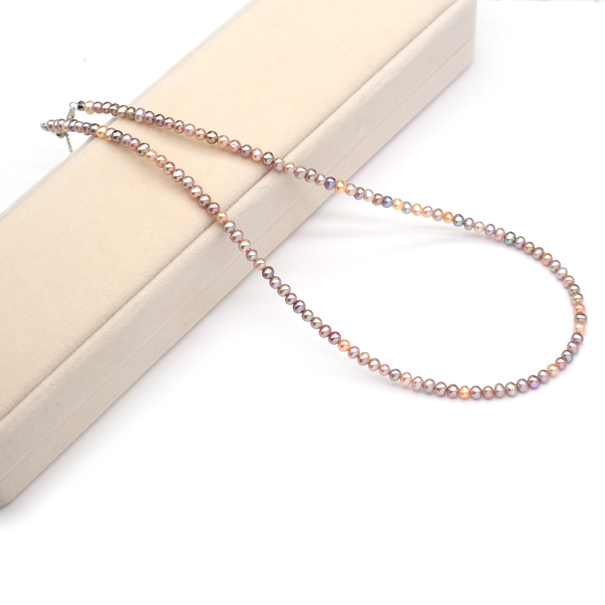 本物の天然淡水真珠のネックレス 3-4 ミリメートル色ラウン - Women'S Accessories And Jewelry のレビューと価格