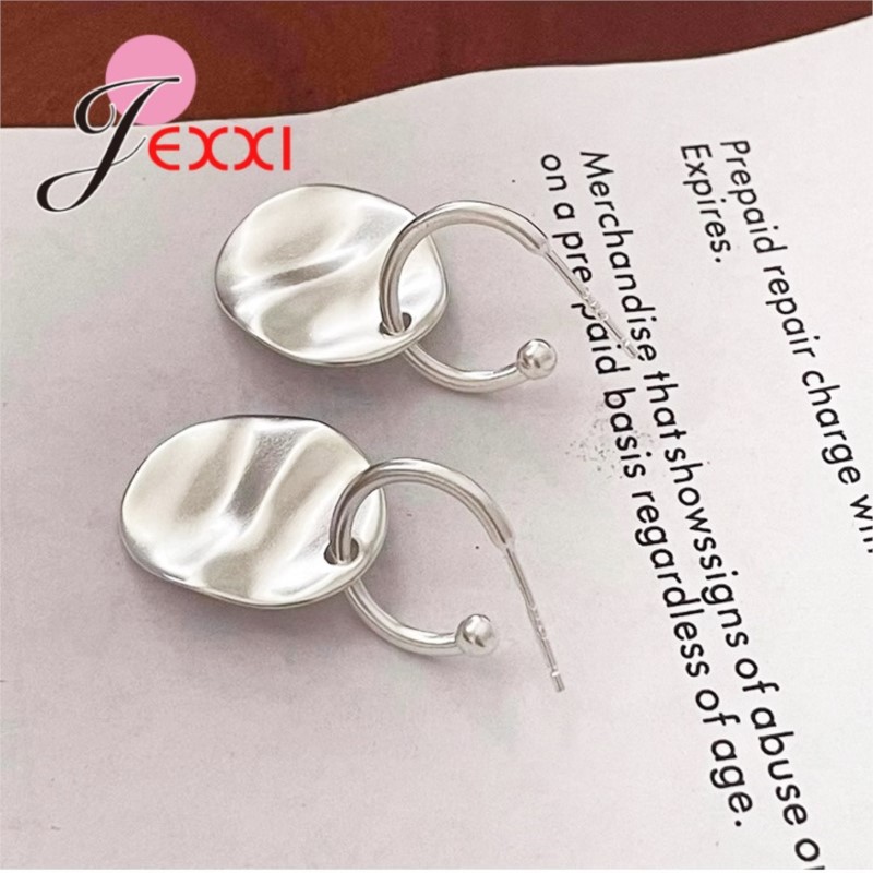 不規則な金属の質感のフープイヤリング 925 スターリングシ - Statement Earrings Oversized のレビューと価格