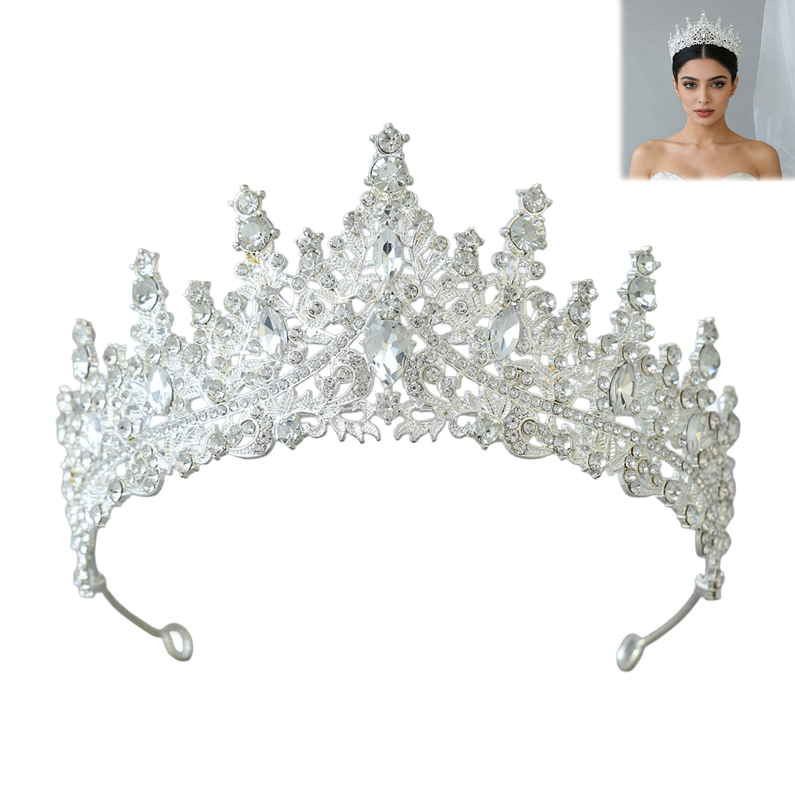 ブライダルヘッドピース キラキラ輝くラインストーンクラウン  - Women Accessories For Wedding のレビューと価格