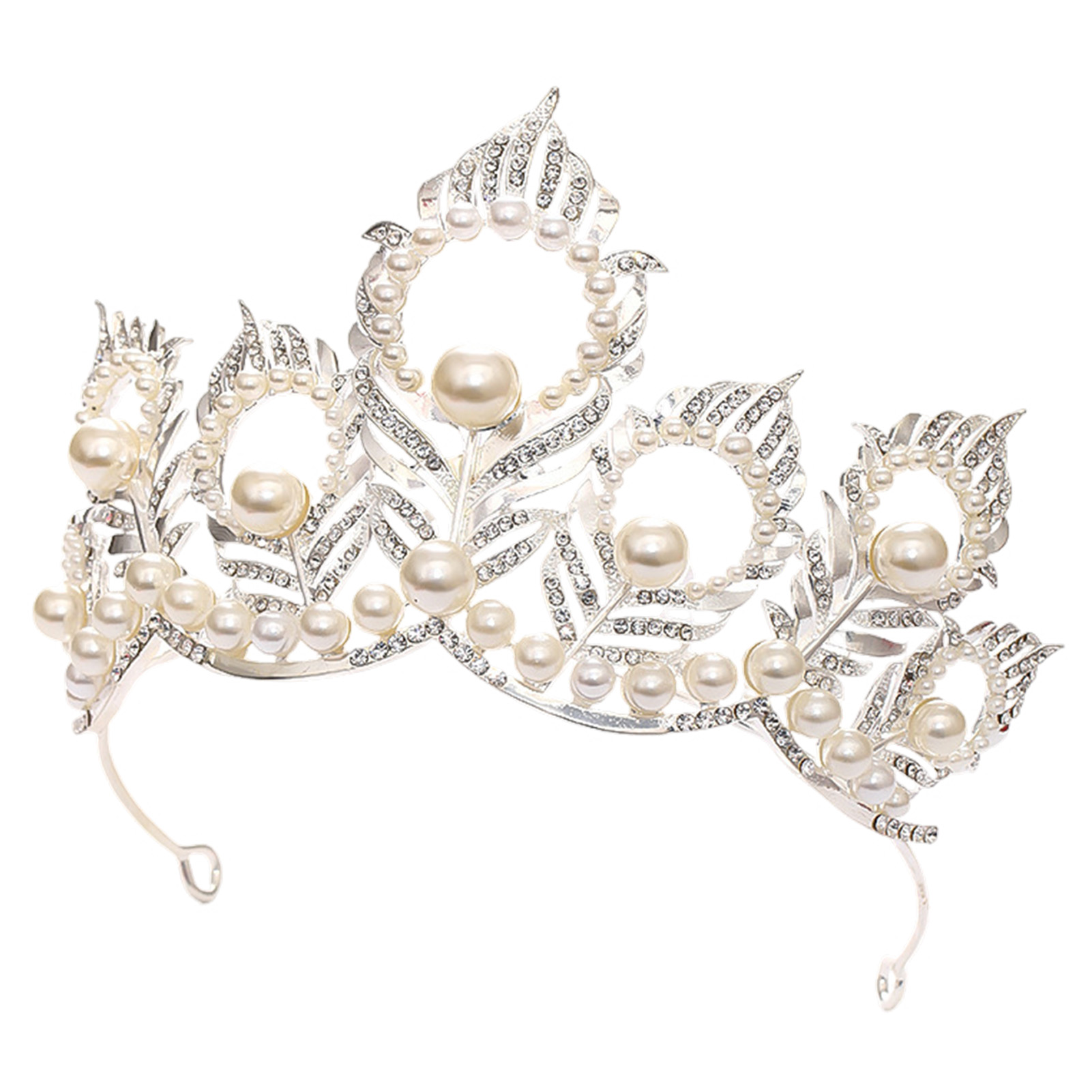 孔雀の羽根が付いた真珠の王冠ヘッドピース、結婚式のブライダル - Women Accessories For Wedding のレビューと価格
