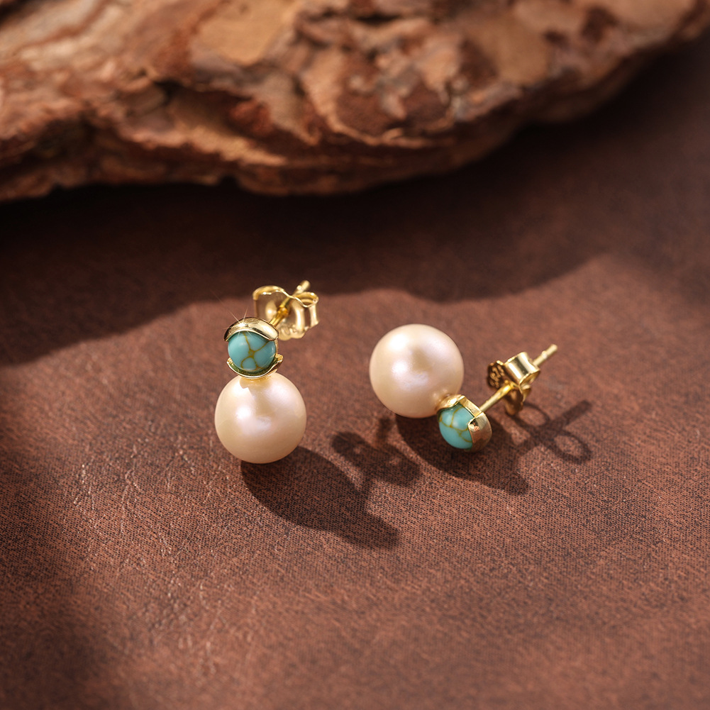 ビッグパールボールチャームラウンドターコイズ 925 スター - Statement Earrings Oversized のレビューと価格